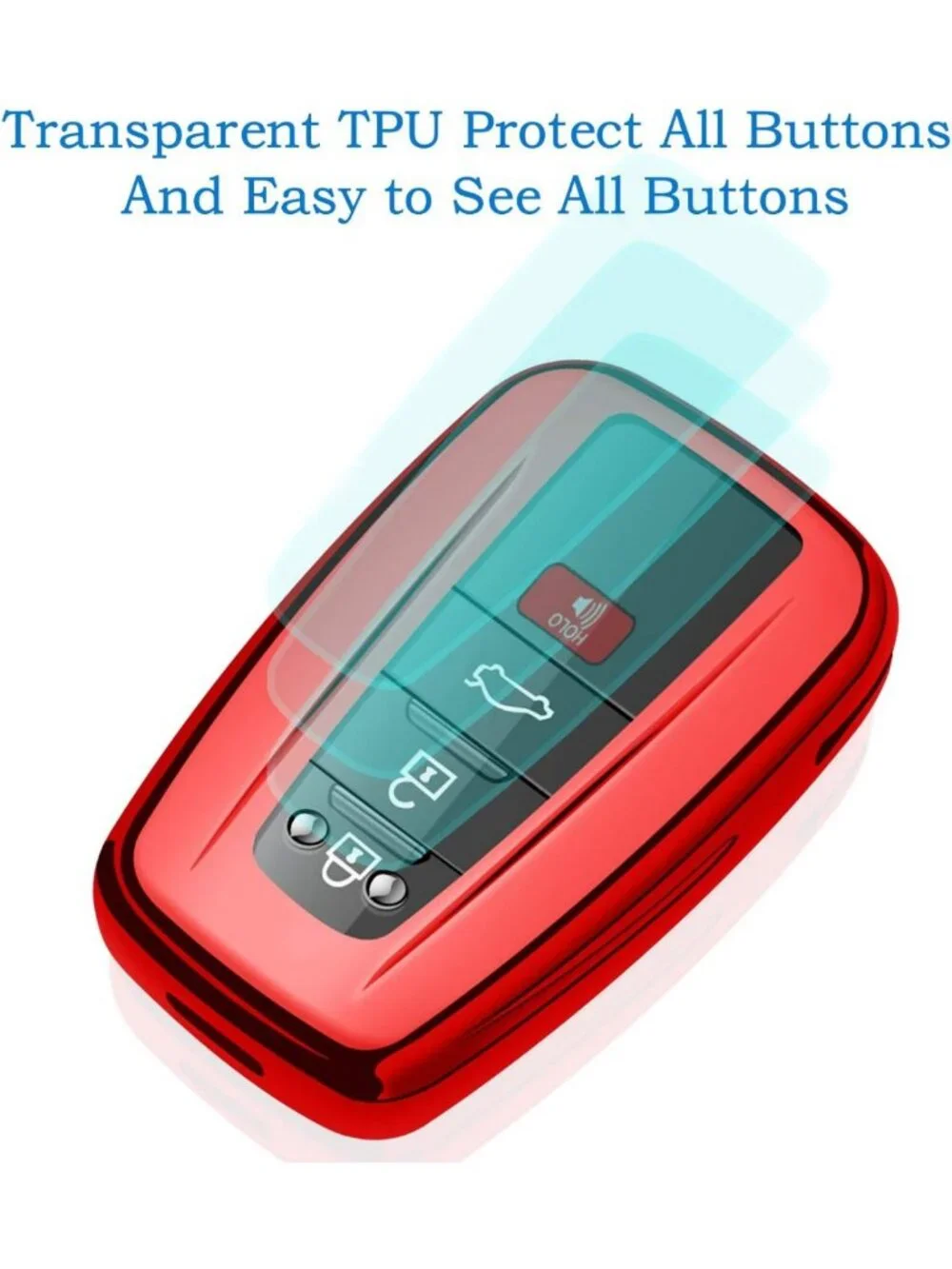 Stylish Red Key Fob Cover with Keychain for 2019-2025 Rav4, Highlander, Camry